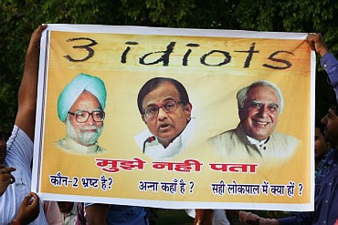 A poster mocking government ministers