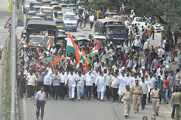 An anti-corruption protest rally organized in Mumbai suburb Boriwali on Wednesday