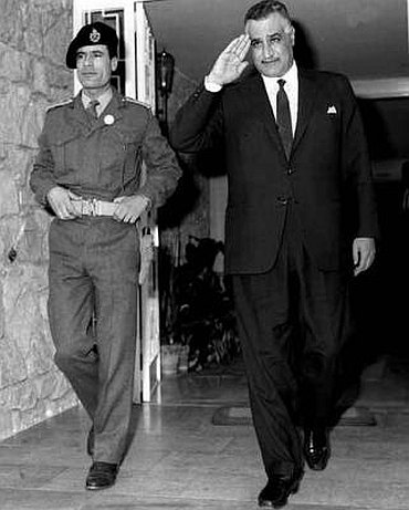 Gaddafi with second President of Egypt Gamal Abdul Nasser Hussein