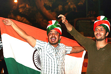 Supporters of Anna Hazare at Ramlila Maidan