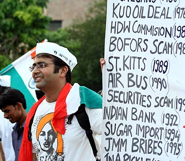 A supporter of Anna Hazare at Ramlila Maidan