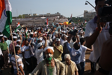 Anna Hazare's supporters at Ramlila Maidan