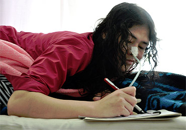 Irom Sharmila Chanu, who has been kept in the security ward of the Jawaharlal Nehru Hospital in Imphal, is also a writer and poet