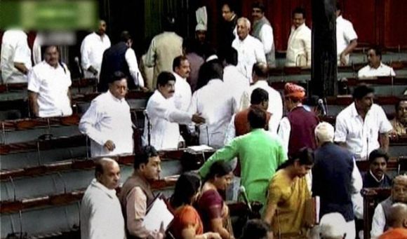 Video grab shows the Opposition walking out of Lok Sabha