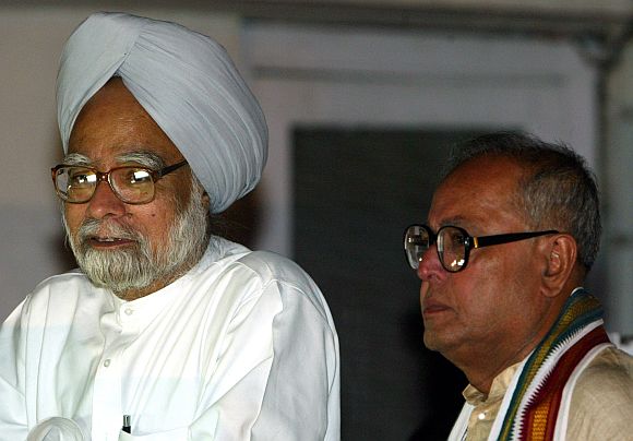 Prime Minister Manmohan Singh and Finance Minister Pranab Mukherjee in New Delhi