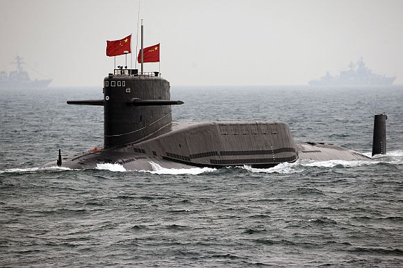 A Chinese Navy nuclear submarine takes part in an international fleet exercise