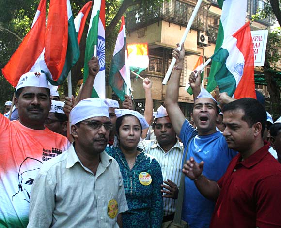 Many of Hazare's supporters observed a day-long fast on Sunday