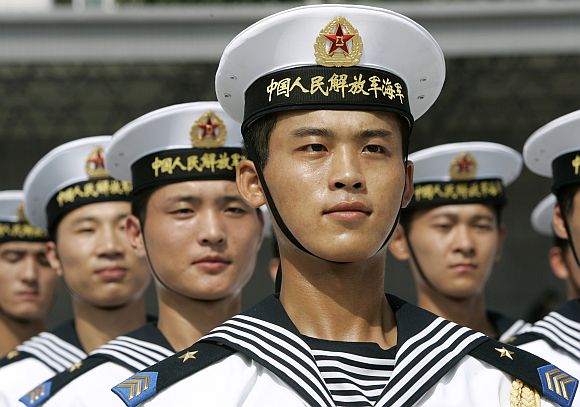 Navy sailors of the Peoples Liberation Army during a ceremony in Beijing