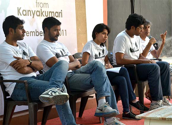 Members of 'Proud Indians' at a press conference in Hyderabad