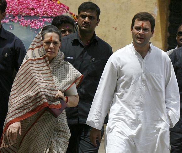 Congress chief Sonia Gandhi with Rahul