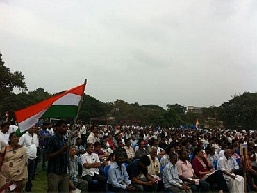 Hazare supporters at a rally in Chennai