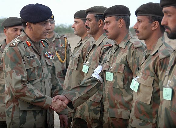 File picture of Pakistan army chief Kayani meeting soldiers in an undisclosed location in that country