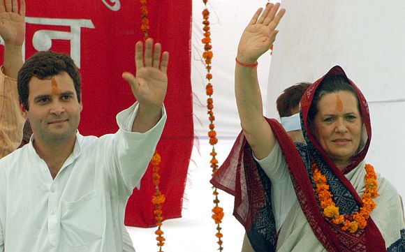 File image of Sonia Gandhi and Rahul Gandhi addressing a rally in Uttar Pradesh
