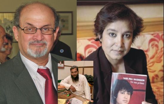(Left) Salman Rushdie (Right) Tasleema Nasrin (Centre) Dr Shahid Badr Falahi