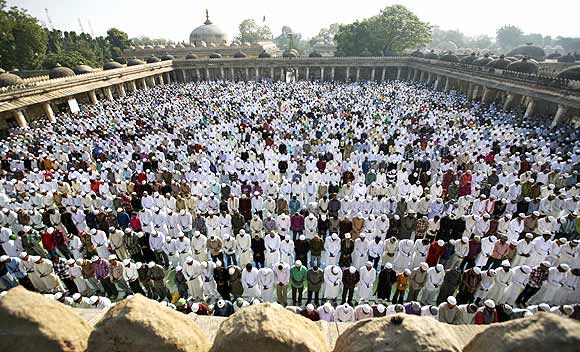 Muslims gather for prayer