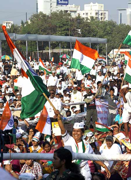 A rally in support of Anna Hazare
