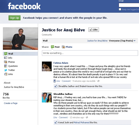 The Justice for Anuj Bidve Facebook page