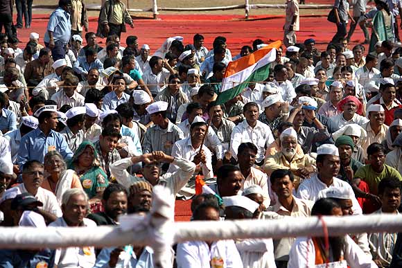 At Anna Hazare's protest fast in Mumbai