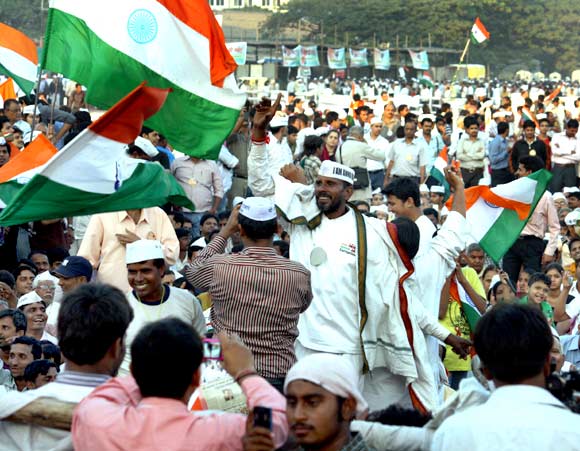 A rally in support of Lokpal Bill