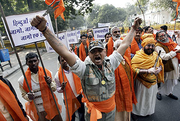 A demonstration in support of Ram Janmabhoomi Temple in Ayodhya