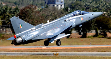 Tejas takes off from the Yelahanka Airforce station