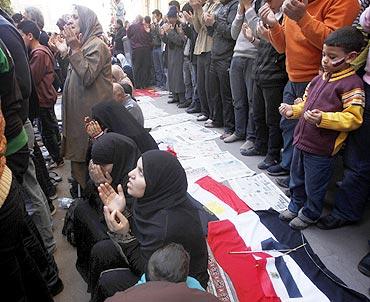 Egyptians participate in the nationwide victory march