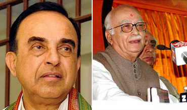 Janata Party president Subramanian Swamy and BJP leader L K Advani