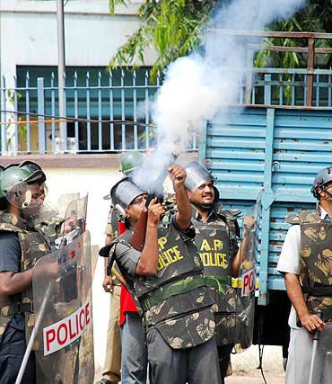 Police used tear gas shells to quell the protestors