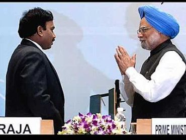 Prime Minister Manmohan Singh with A Raja