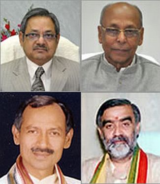 (Anti-clockwise: HRD Minister Prashant Kumar Sahi, Labour Resources Minister Janardan Singh Sigriwal, Health Minister Ashwini Kumar Chaubey and Sugarcane Minister Awadhesh Prasad Kushwaha