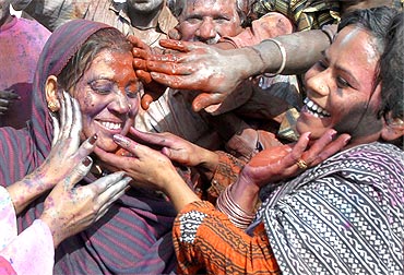 Members of the Hindu community celebrate Holi in Multan