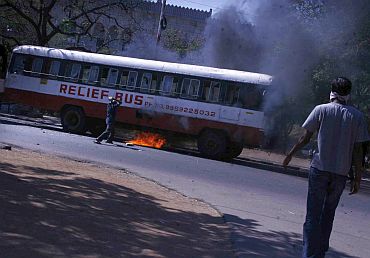 The anger of the mob didn't stop at burning buses