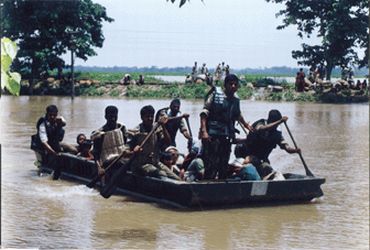 File photo shows Indian Army personnel involved in flood relief in Assam