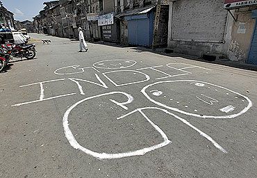 An anti-India graffiti on the streets of Srinagar