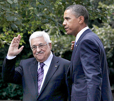 Obama with Palestinian President Mahmoud Abbas