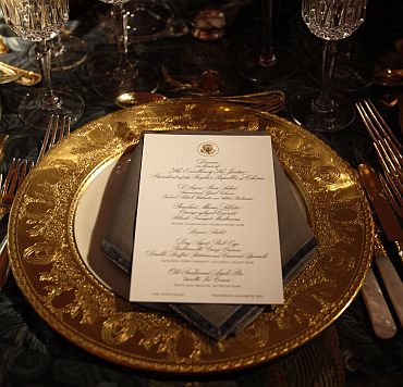 A table setting for the state dinner hosted by US President Obama for his Chinese counterpart Hu Jintao is shown at the White House
