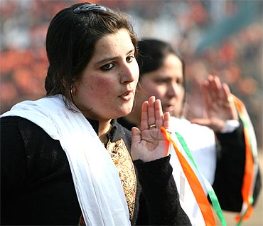 A girl performs in a cultural show at the R-Day function