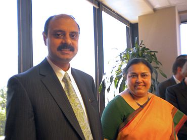 Ashok Kumar Sinha, Consul (Community Affairs) with Susmita Gongulee Thomas, Consul General of India in San Francisco
