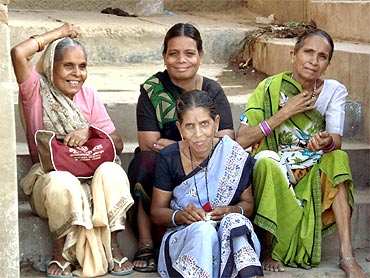 Women on the banks of the Ganga in Varanasi