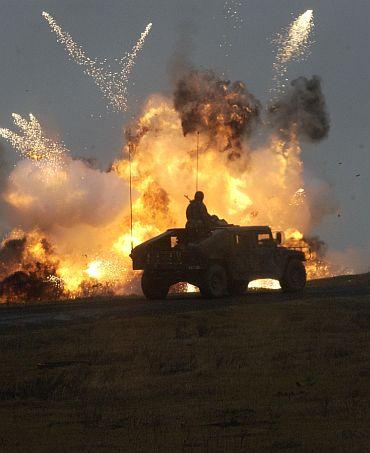 A US armoured vehicle  in Afghanistan