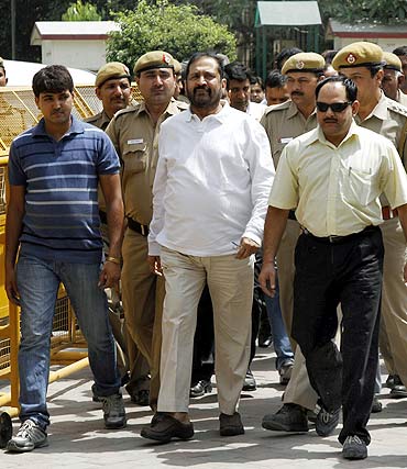Suresh Kalmadi, the Congress MP from Pune, after his arrest.