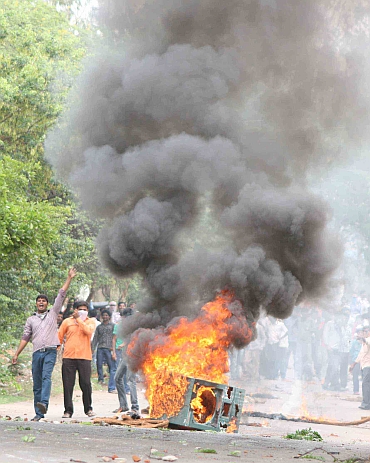 Students stage protests at the Osmania University in Hyderabad
