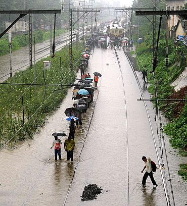 Tracks were flooded at Sion on Central Railway