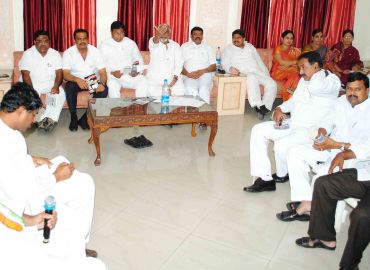 Telangana Congress MPs and MLAs meet after tendering their resignations.