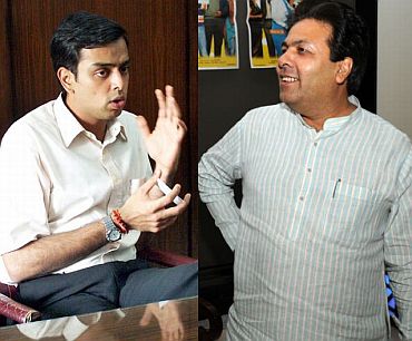 Milind Deora, left, and Rajiv Shukla