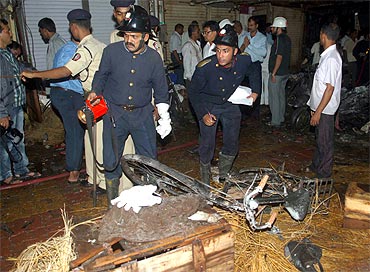 The blast site at Zaveri Bazaar