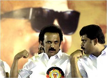 M K Stalin at a DMK function