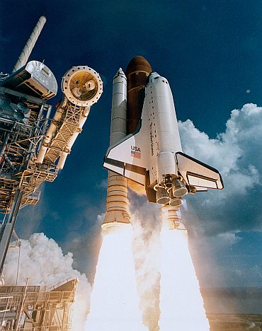 Mission STS-51J was the first flight of space shuttle Atlantis, launching October 3, 1985 to deliver a communications satellite for the Department of Defense.