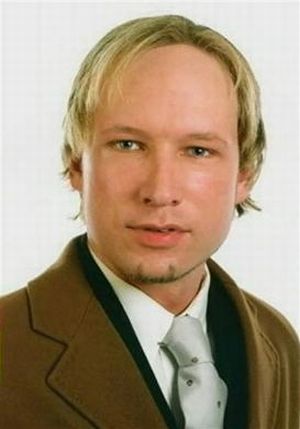 A photograph of Norwegian attack suspect Anders Behring Breivik is broadcast by Norwegian television