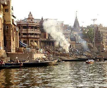 The Manikarnika ghat in Varanasi